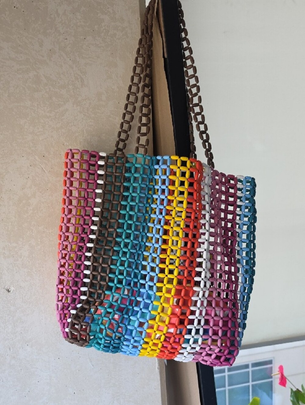 Kurt Geiger Multicolor Beaded Shoulder Bag — Turquoise, Pink, Brown, Yellow